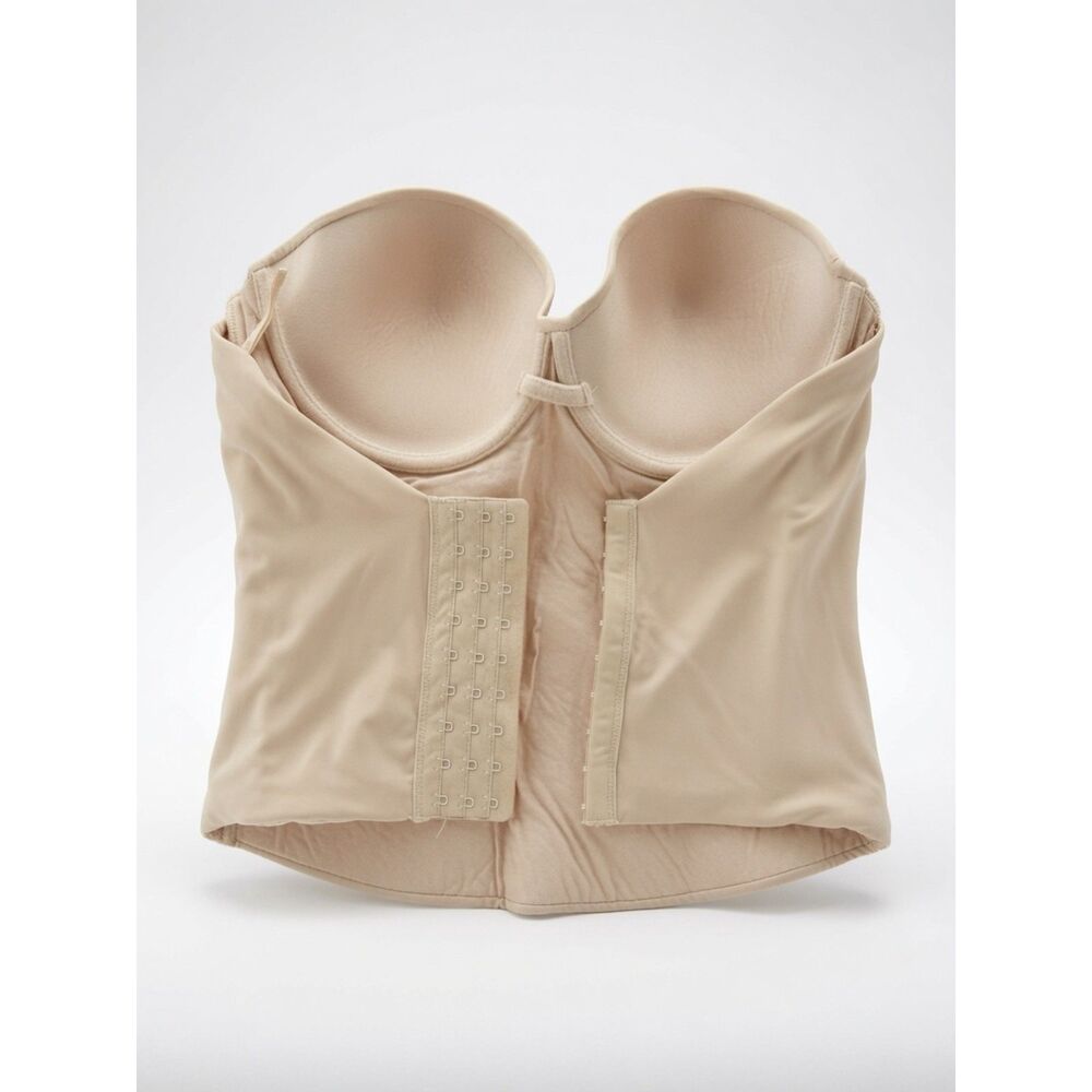Nude Beige Strapless Bustier Corset Top 38C – Structured Cups, Hook & Eye Back - Picture 6 of 7